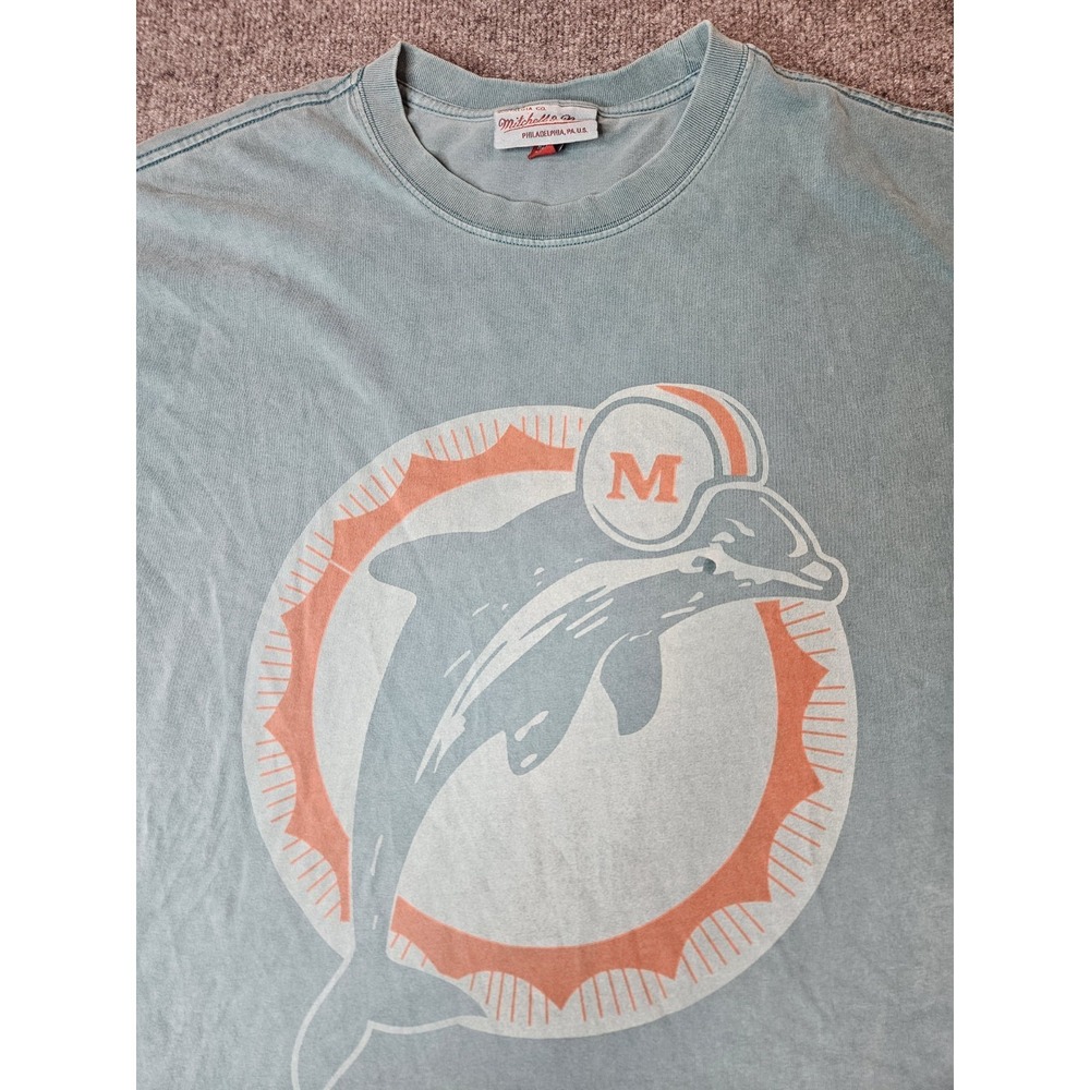 Mitchell And Ness Miami Dolphins Shirt Aqua Blue Size XL NFL Football